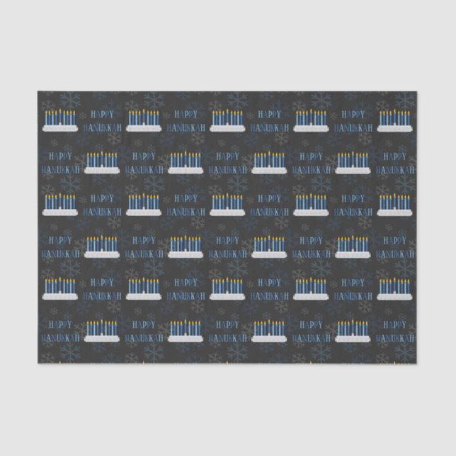 Papel De Seda Chalkboard Happy Hanukkah Candles (Anverso)
