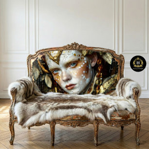 Papel De Seda Chamán del Bosque Dorado Decoupage Tribal Mítico