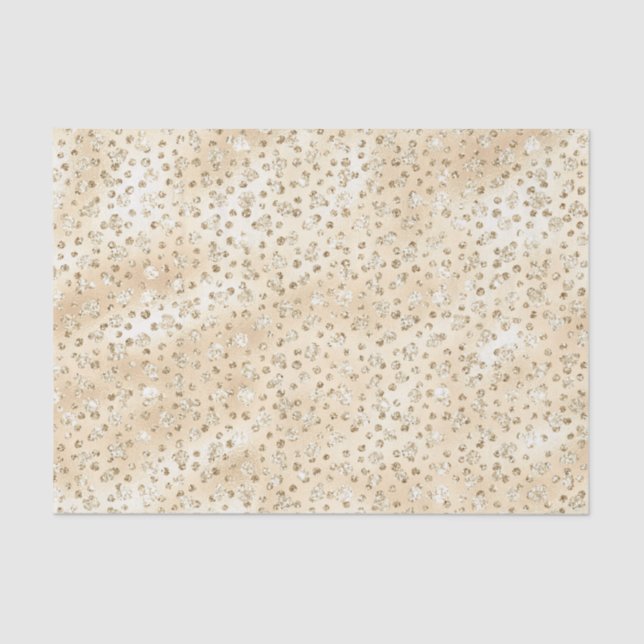 Papel De Seda Champán Faux Purpurina Cheetah Spots (Anverso)