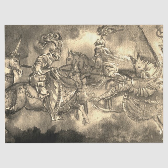 PAPEL DE SEDA CHANSON DE ROLAND/ KNIGHTS MEDIEVALES EN TORNEO (Anverso)