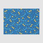 Papel De Seda Chanukah Dreidel Banners Gelt Gifts Blue<br><div class="desc">Papel de papel tisular Chanukah divertido para niños o regalos para adultos. Mezclar y coincidir con nuestra otra colección de envolturas de regalo de Chanukah.</div>