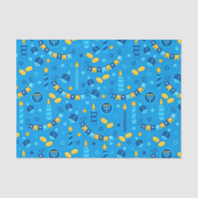 Papel De Seda Chanukah Streamers Banderas azules de Hanukkah (Anverso)