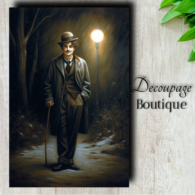 Papel De Seda Charlie Chaplin Portrait Decoupage (Charlie Chaplin Portrait Decoupage Tissue Paper)
