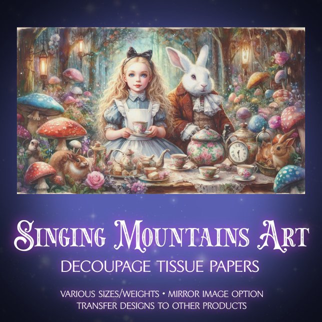 Papel De Seda Charming Wonderland Tea Scene Crafting Decoupage (Subido por el creador)