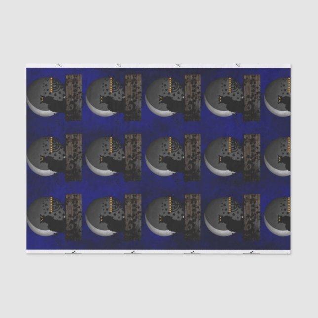Papel De Seda Chat Noir Chanukah con Menorah (Anverso)