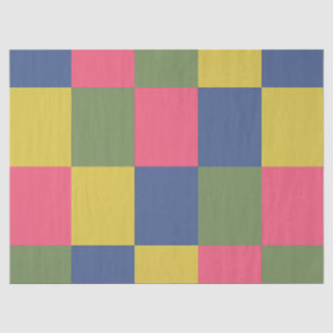 Papel De Seda Checkerboard verde azul rosa amarillo