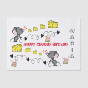 Papel De Seda Cheesey Mousey Kisses feliz cumpleaños