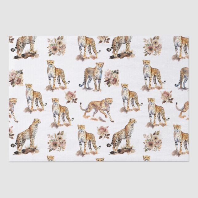 Papel De Seda Cheetahs Floral (Anverso)