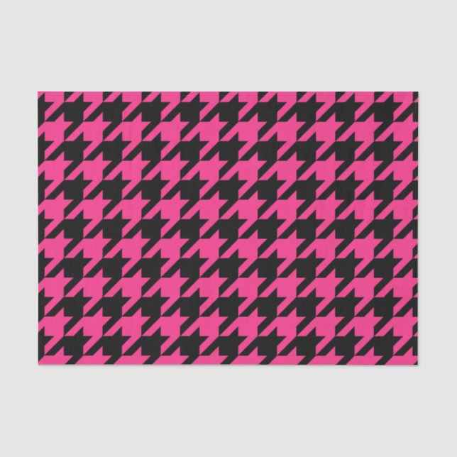 Papel De Seda Cheque de Houndstap negro rosa (Anverso)