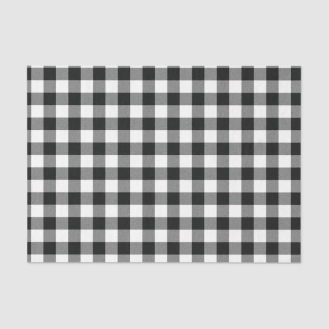 Papel De Seda Cheques modernos de búfalo blanco negro (Anverso)