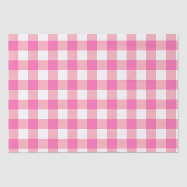 Papel De Seda Cheques rosados grandes de Gingham Plaid (Anverso)