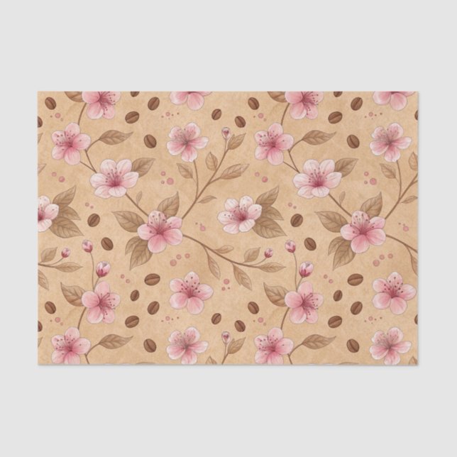 Papel De Seda Cherry Blossom Coffee Cozy Pattern (5) (Anverso)