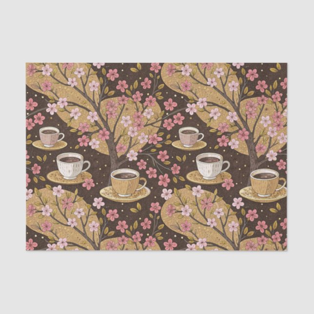 Papel De Seda Cherry Blossom Coffee Cozy Pattern (8) (Anverso)