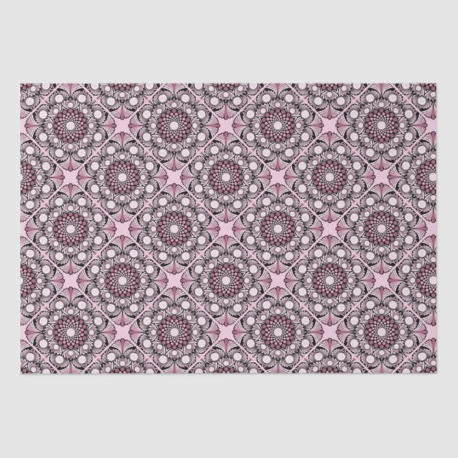 Papel De Seda Cherry Blossom Dusky Rosa Dot Mandala Diamond Tile (Anverso)