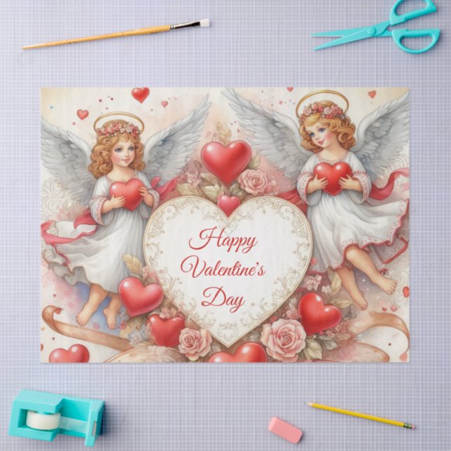Papel De Seda Cherub Angels Valentines Day  (Artesanía)
