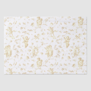 Papel De Seda Cherub Cupido Angels Tan Floral Toile