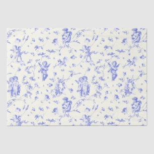 Papel De Seda Cherub Cupido Ángulos Azules Florales