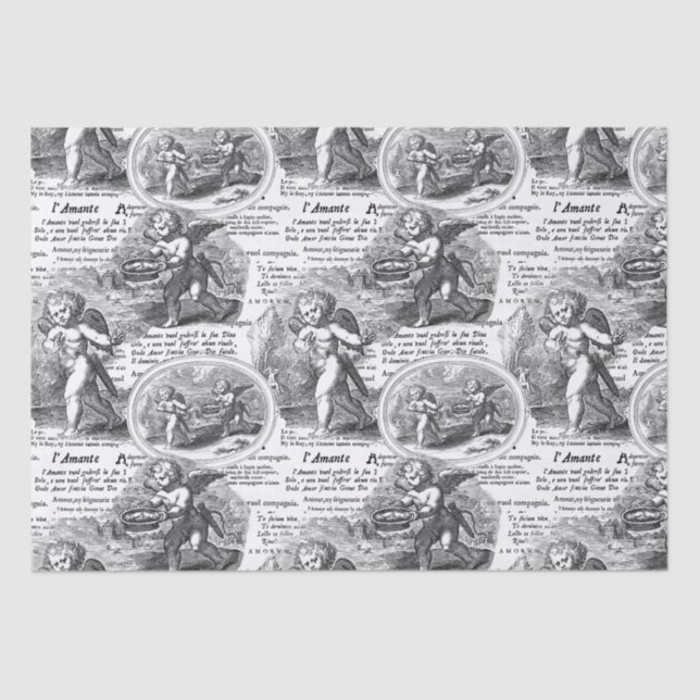 Papel De Seda Cherubs in Love Romantic French Toile de Jouy (Anverso)
