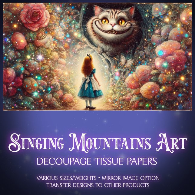 Papel De Seda Cheshire Cat and Alice Forest Talk Decoupage (Subido por el creador)