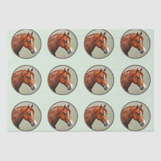 Papel De Seda Chestnut Morgan Horse Sage Green (Anverso)