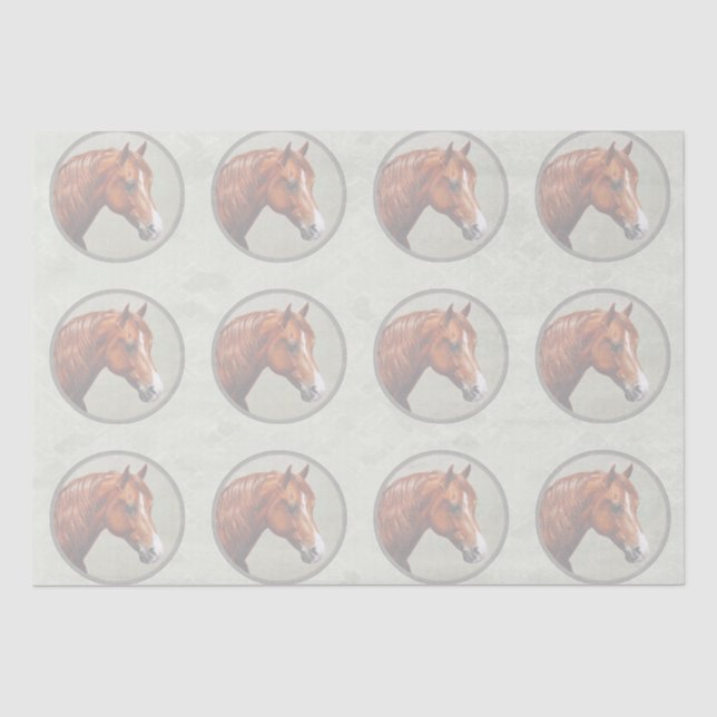 Papel De Seda Chestnut Morgan Horse Sage Green (Anverso)