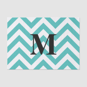 Papel De Seda Chevron Azul con Monograma