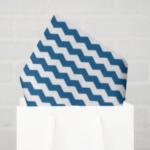 Papel De Seda Chevron Azul y Blanco