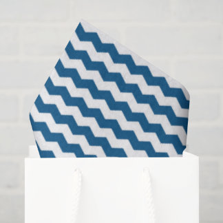 Papel De Seda Chevron Azul y Blanco