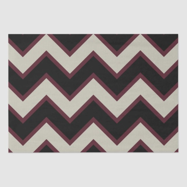 Papel De Seda Chevron de crema roja negra (Anverso)