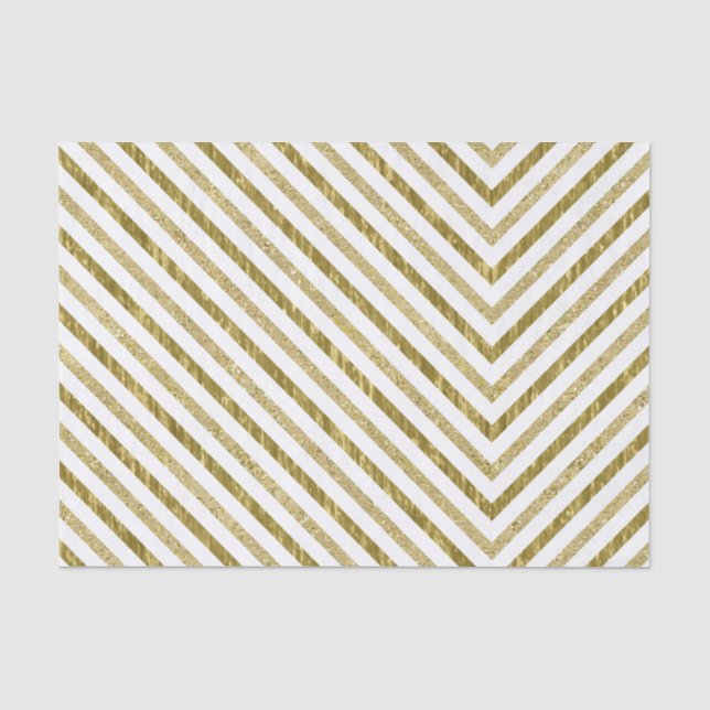 Papel De Seda Chevron de oro y Moda blanca (Anverso)