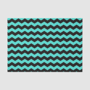 Papel De Seda Chevron moderno Zigzag negro y azul turquesa