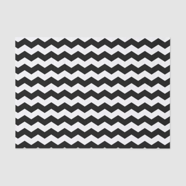 Papel De Seda Chevron moderno Zigzag Patrón blanco y negro (Anverso)