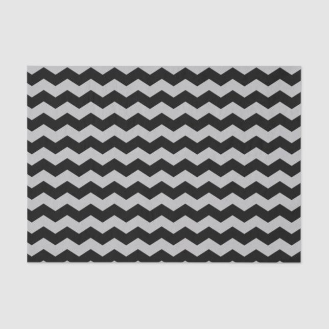 Papel De Seda Chevron moderno Zigzag Patrón negro y gris (Anverso)