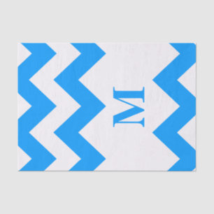 Papel De Seda Chevron negrita azul claro con monograma
