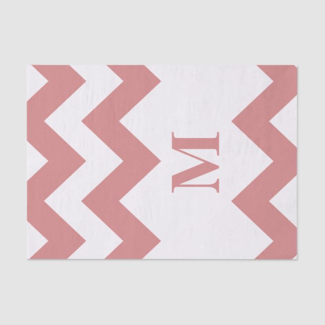 Papel De Seda Chevron negrita rosa con monograma (Anverso)