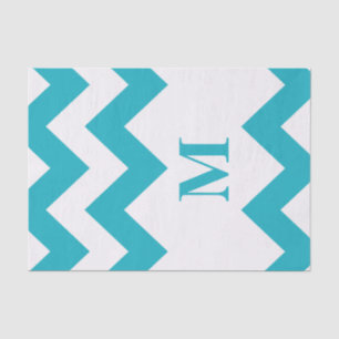Papel De Seda Chevron negrita turquesa con monograma