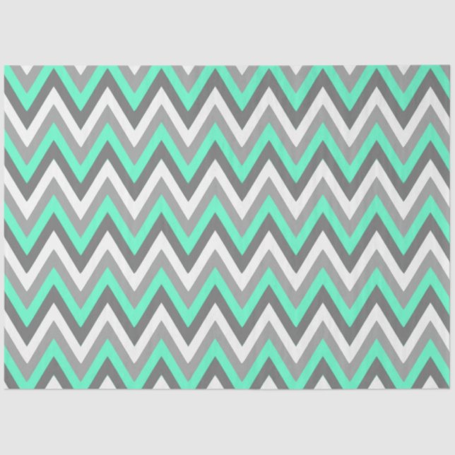 Papel De Seda Chevron Pattern Grey White Mint Decoupage (Anverso)