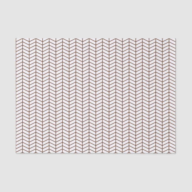 Papel De Seda Chevron Tissue Paper - Brown on White (Anverso)