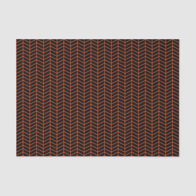 Papel De Seda Chevron Tissue Paper - Naranja brillante en negro (Anverso)