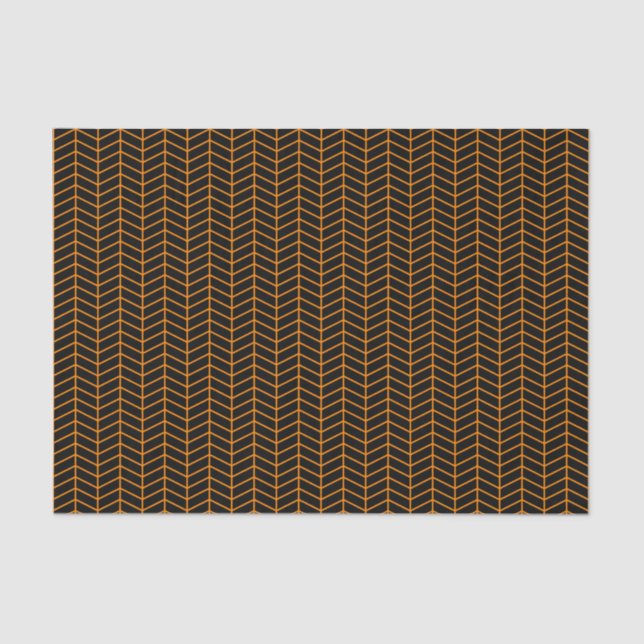 Papel De Seda Chevron Tissue Paper - Naranja en negro (Anverso)
