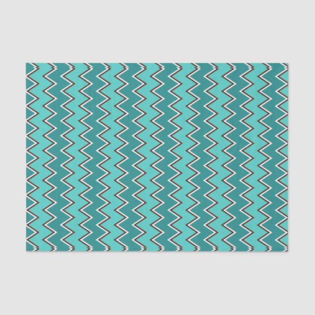 Papel De Seda Chevron verde azulado y marrón (Anverso)