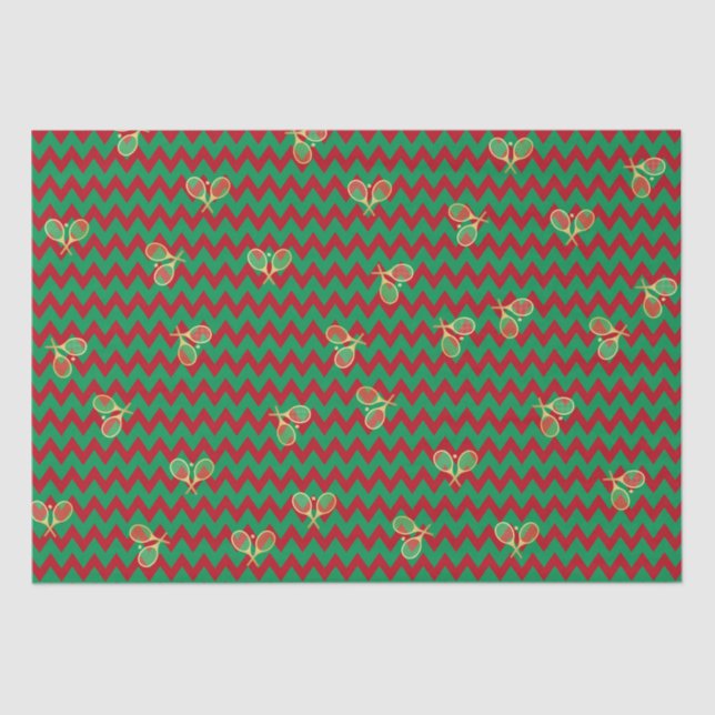 Papel De Seda Chevron Zig Zag Ruby Red Green Navidades Tenis (Anverso)