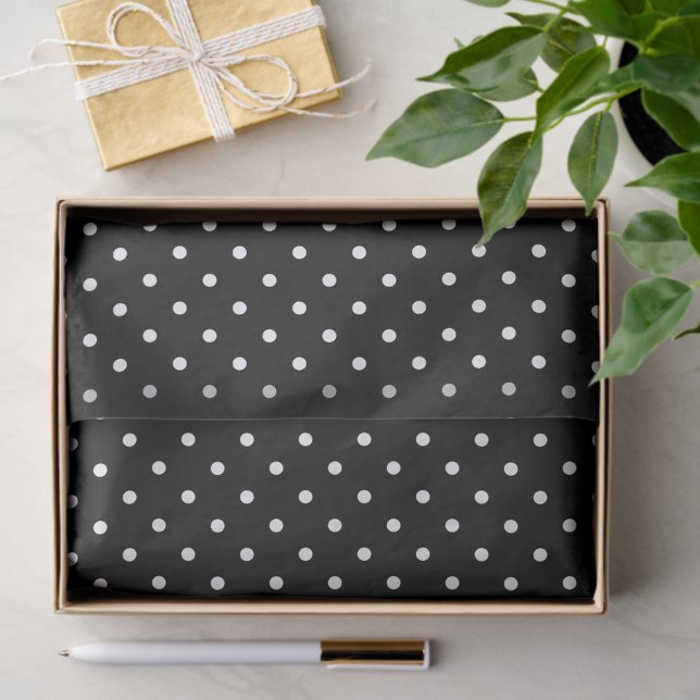 Papel De Seda Chic Black & White Small Polka Dots (Chic Black & White Small Polka Dots Tissue Paper)