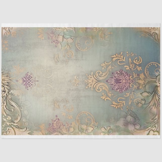 Papel De Seda chic desgastado, patrones demask, arte con efecto  (Anverso)
