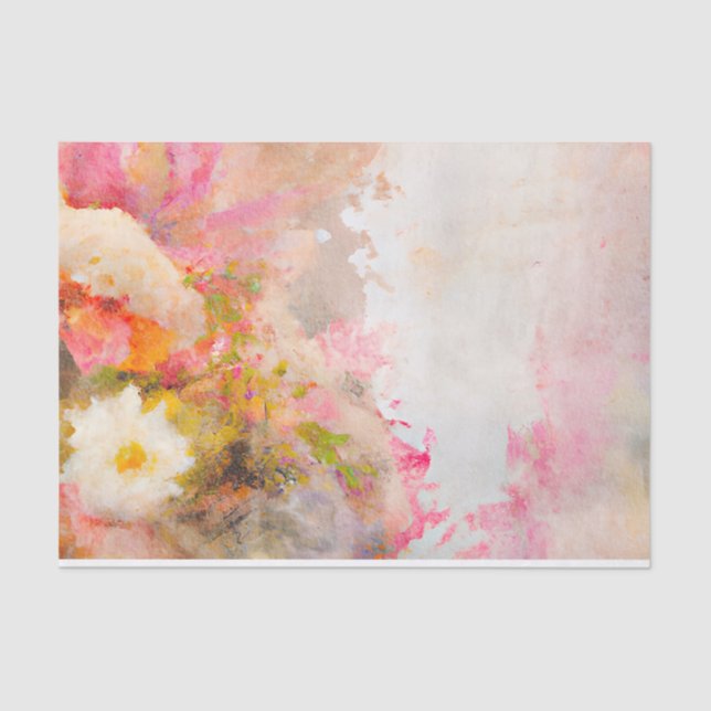 Papel De Seda Chic Deslucido Floral Acuarela (Anverso)