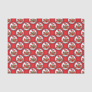 Papel De Seda Chic Deslucido Rojo, Amapolas Florales Negras y Bl