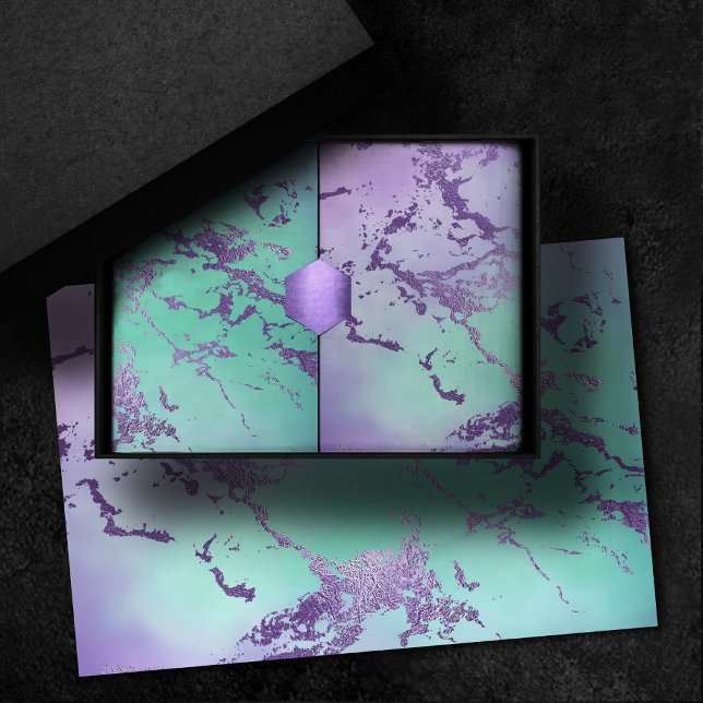 Papel De Seda Chic Marble | Lila Púrpura y Verde Menta (Subido por el creador)