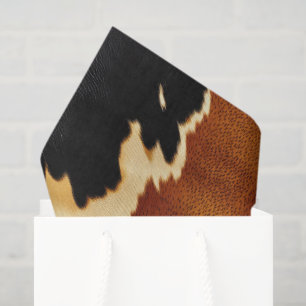 Papel De Seda Chic Occidental Cuero Vaca Negro Marrón Crema