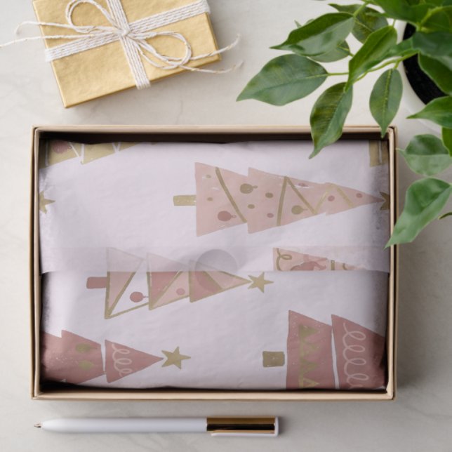 Papel De Seda Chic Pastel Pink and Gold Christmas Tree (Regalo )
