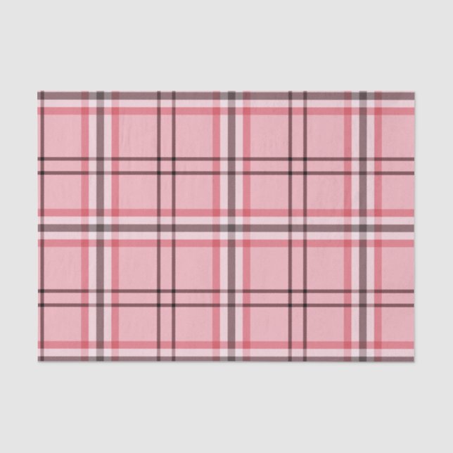 Papel De Seda Chic Rosa y Gris Cuadros Patrón de Moda Fiesta (Anverso)